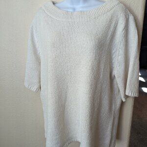 Talbots Women's XL Boatneck Off White Knit Sweater Top